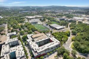 Aerial view of urban landscape.